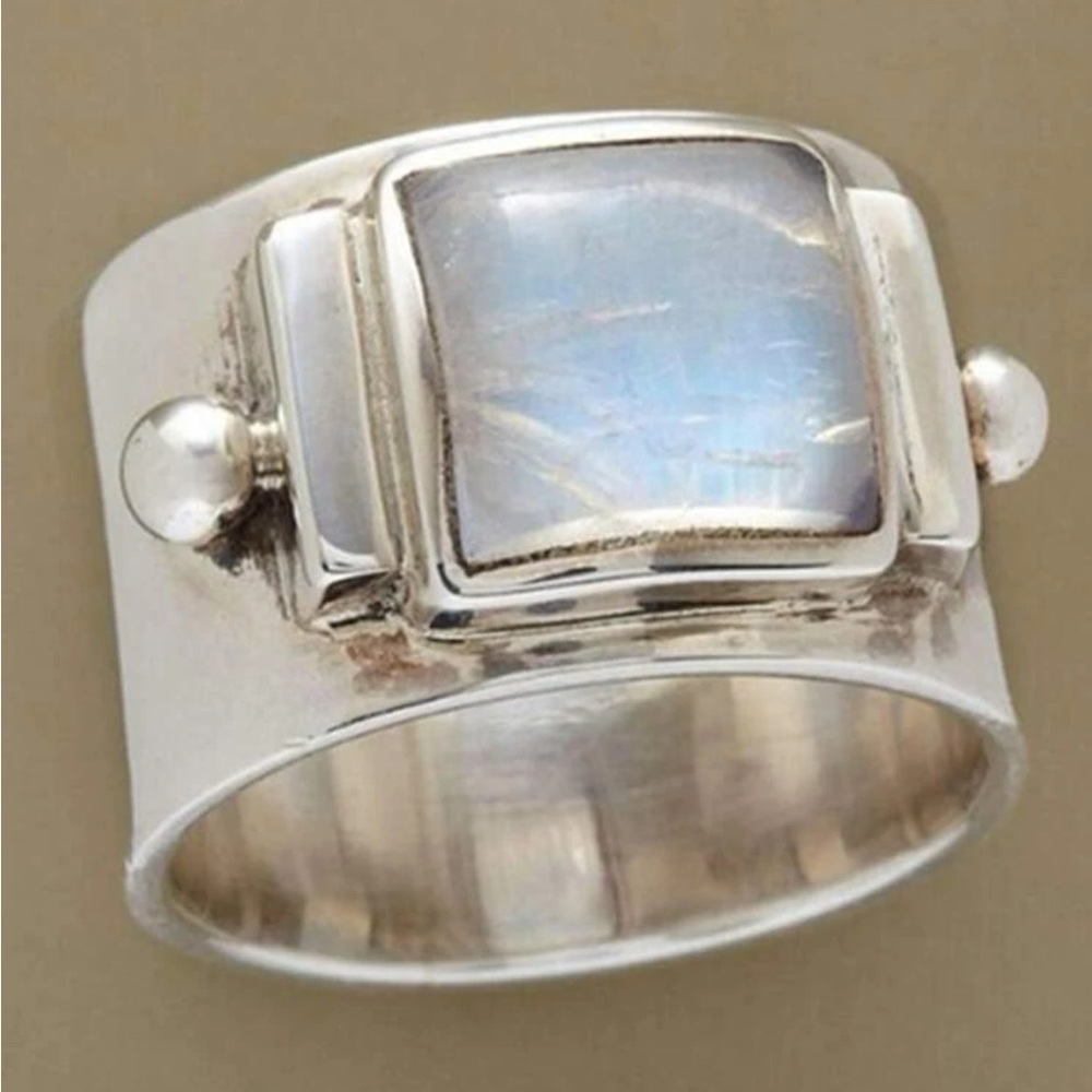 Anthropologie 925 Silver Moonstone Ring